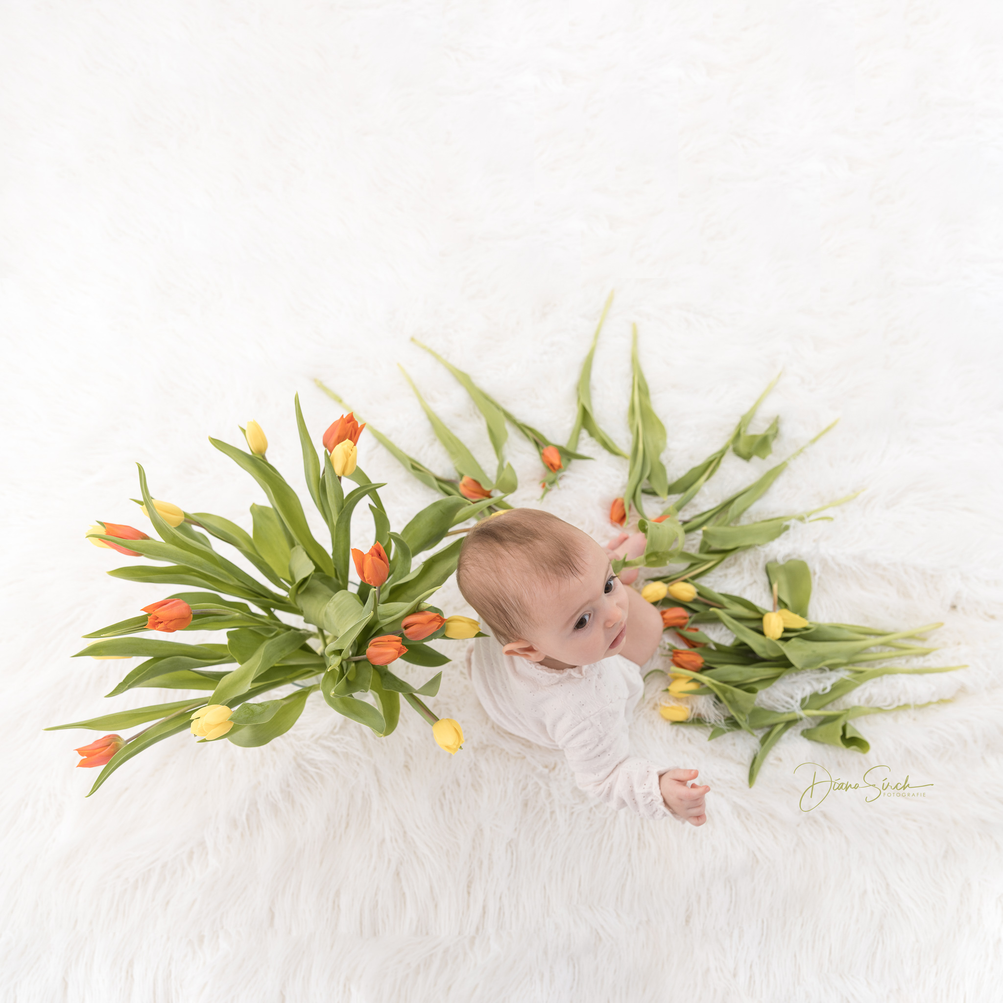 Baby mit Tulpen